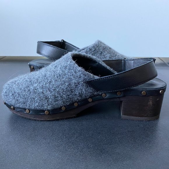 Argilla Women's Shoes Clogs Wool Grey Open Heel - Picture 8 of 12